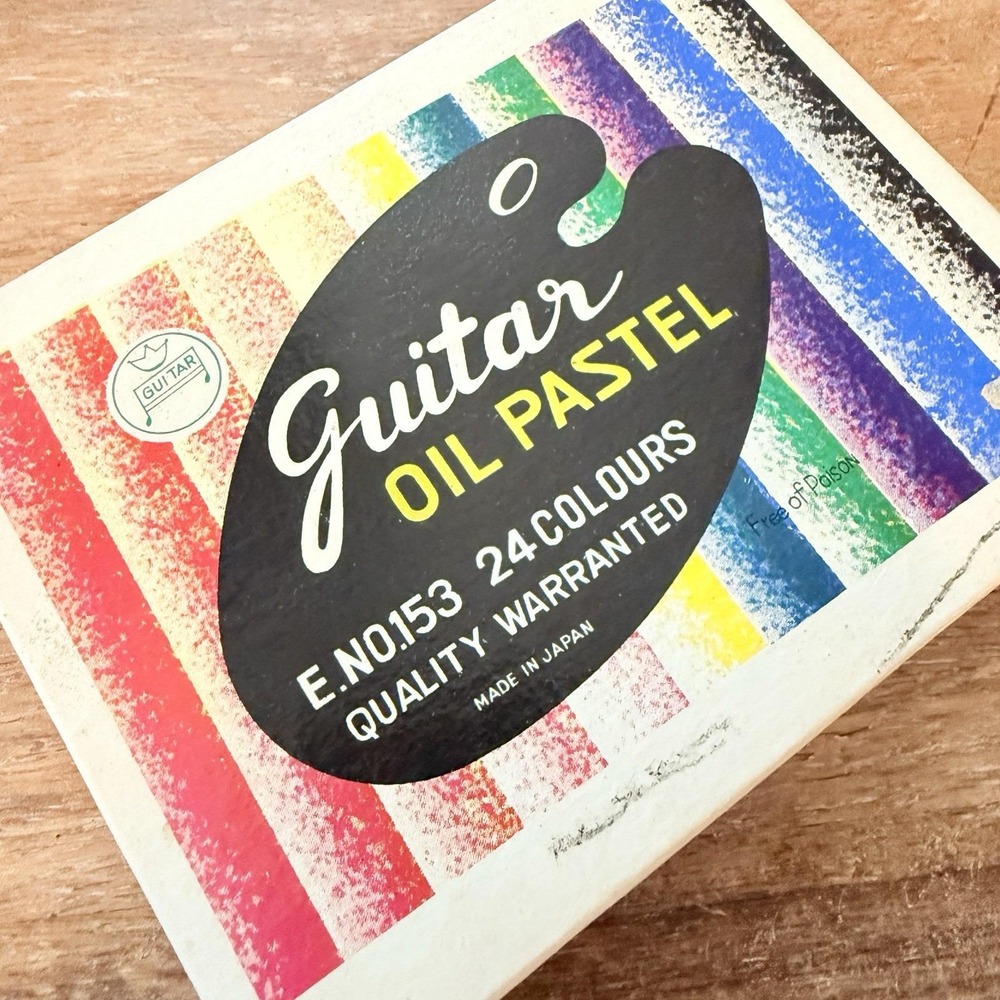 Vintage Guitar Oil Pastel Crayons Set 22 Colors No. 153 Japan with Box